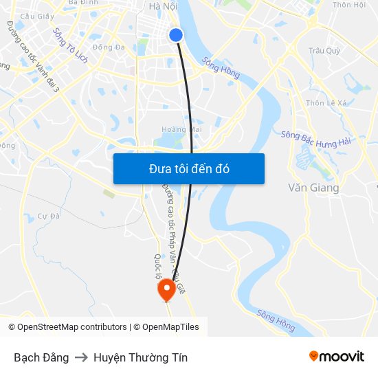 Bạch Đằng to Huyện Thường Tín map