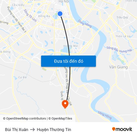 Bùi Thị Xuân to Huyện Thường Tín map