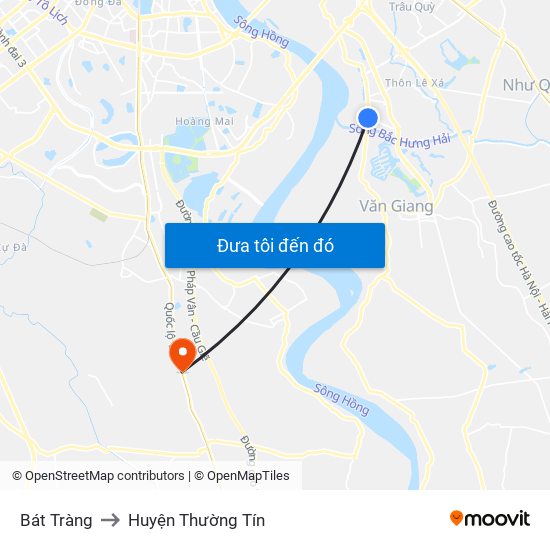 Bát Tràng to Huyện Thường Tín map