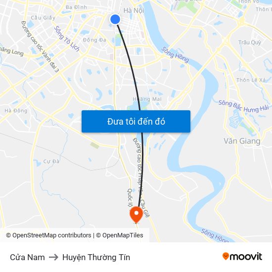 Cửa Nam to Huyện Thường Tín map