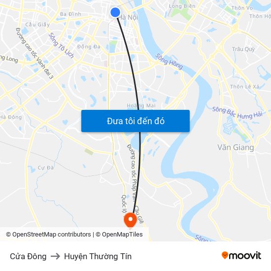 Cửa Đông to Huyện Thường Tín map