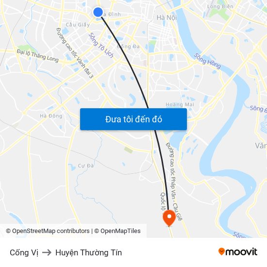 Cống Vị to Huyện Thường Tín map