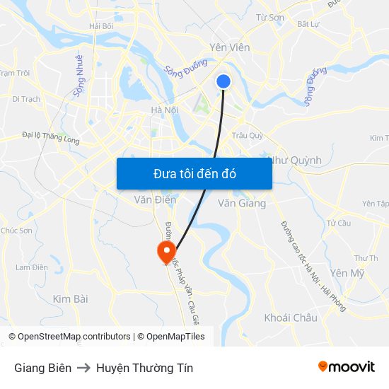 Giang Biên to Huyện Thường Tín map