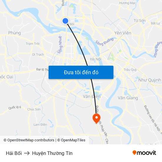 Hải Bối to Huyện Thường Tín map