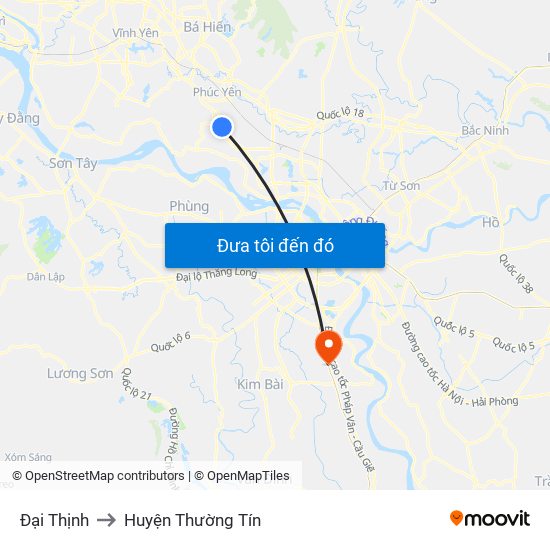 Đại Thịnh to Huyện Thường Tín map