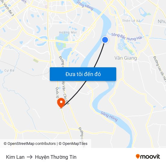 Kim Lan to Huyện Thường Tín map