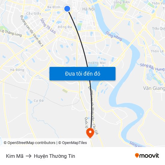 Kim Mã to Huyện Thường Tín map