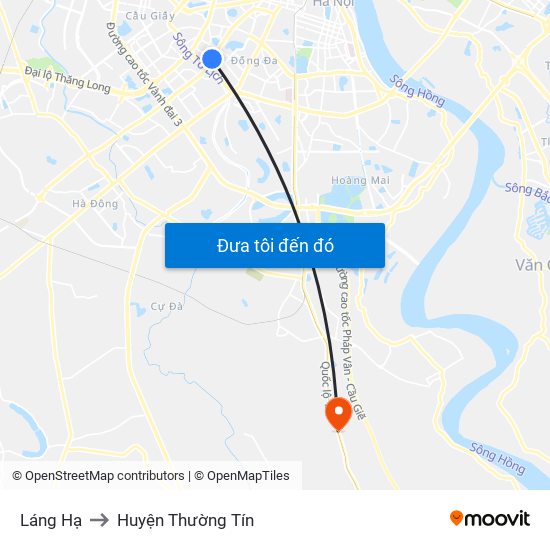 Láng Hạ to Huyện Thường Tín map