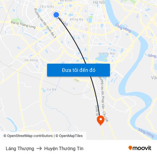 Láng Thượng to Huyện Thường Tín map