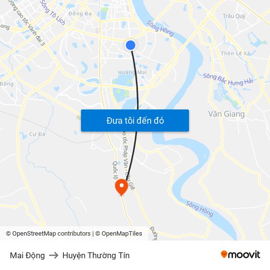 Mai Động to Huyện Thường Tín map