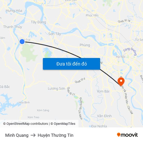 Minh Quang to Huyện Thường Tín map