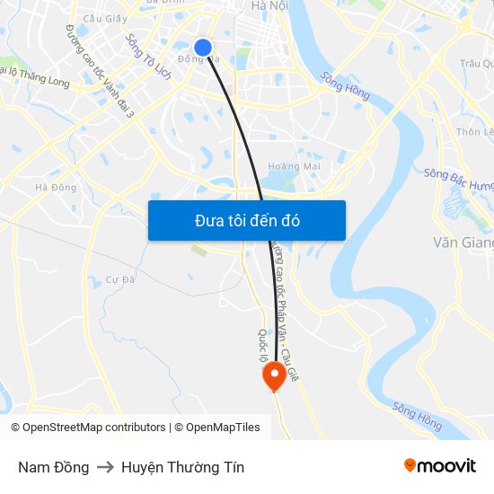 Nam Đồng to Huyện Thường Tín map