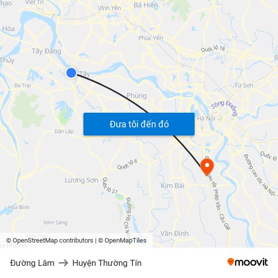 Đường Lâm to Huyện Thường Tín map