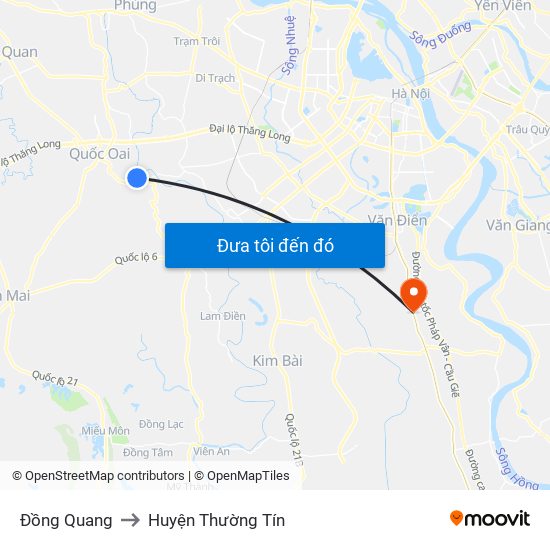 Đồng Quang to Huyện Thường Tín map