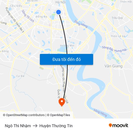 Ngô Thì Nhậm to Huyện Thường Tín map