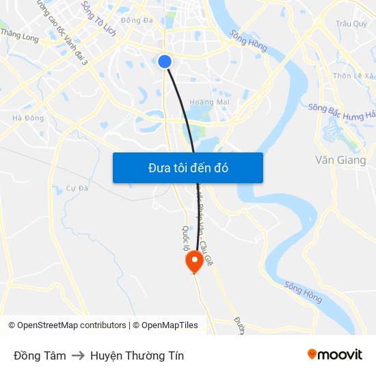 Đồng Tâm to Huyện Thường Tín map