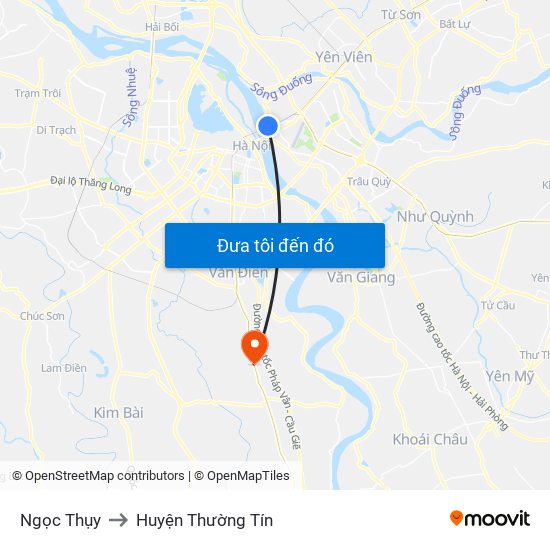 Ngọc Thụy to Huyện Thường Tín map