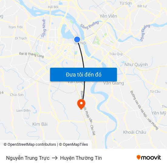 Nguyễn Trung Trực to Huyện Thường Tín map