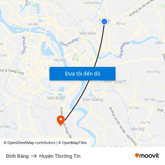 Đình Bảng to Huyện Thường Tín map