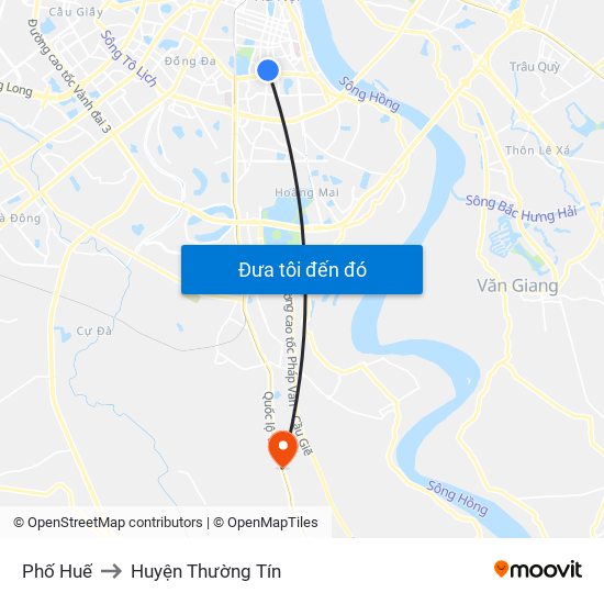 Phố Huế to Huyện Thường Tín map