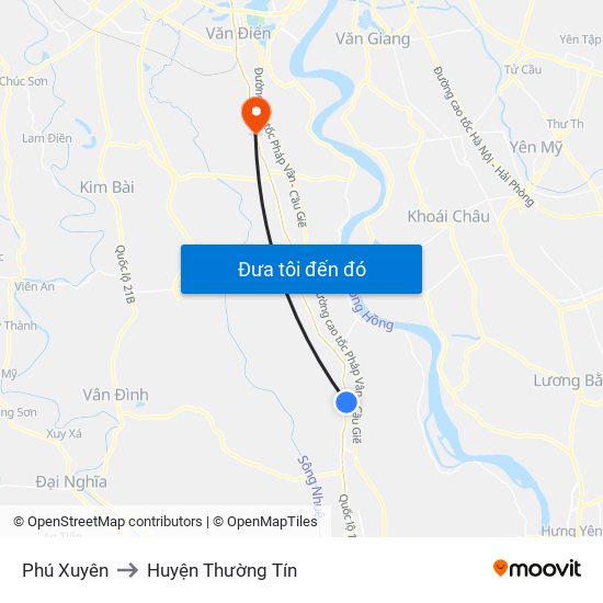 Phú Xuyên to Huyện Thường Tín map