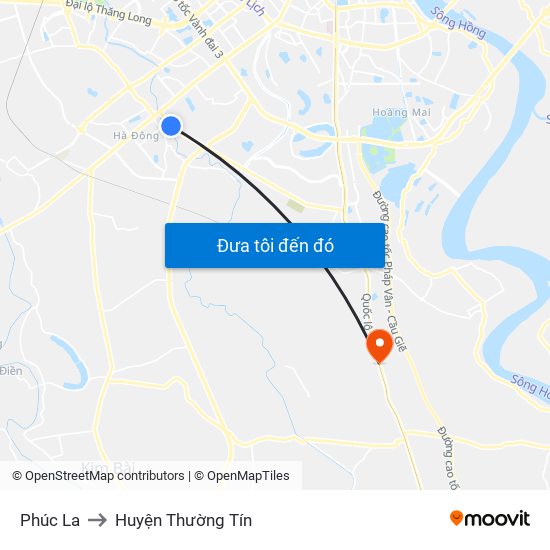 Phúc La to Huyện Thường Tín map