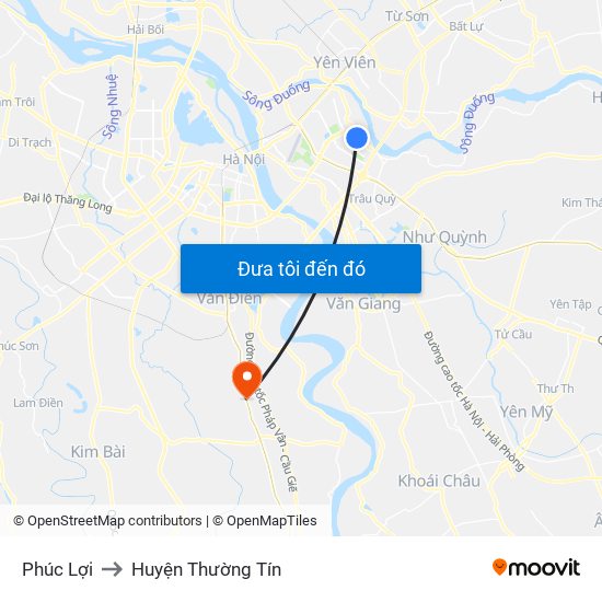 Phúc Lợi to Huyện Thường Tín map