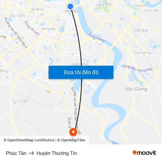 Phúc Tân to Huyện Thường Tín map