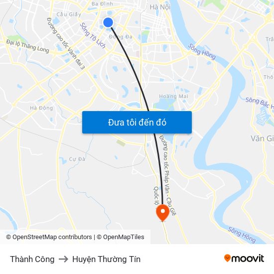 Thành Công to Huyện Thường Tín map