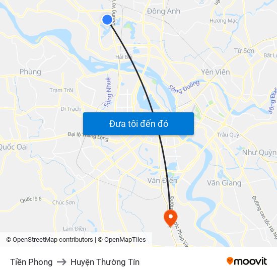 Tiền Phong to Huyện Thường Tín map