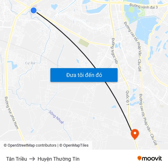 Tân Triều to Huyện Thường Tín map