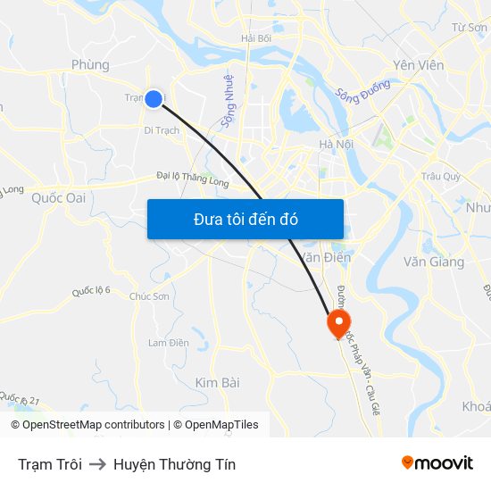 Trạm Trôi to Huyện Thường Tín map