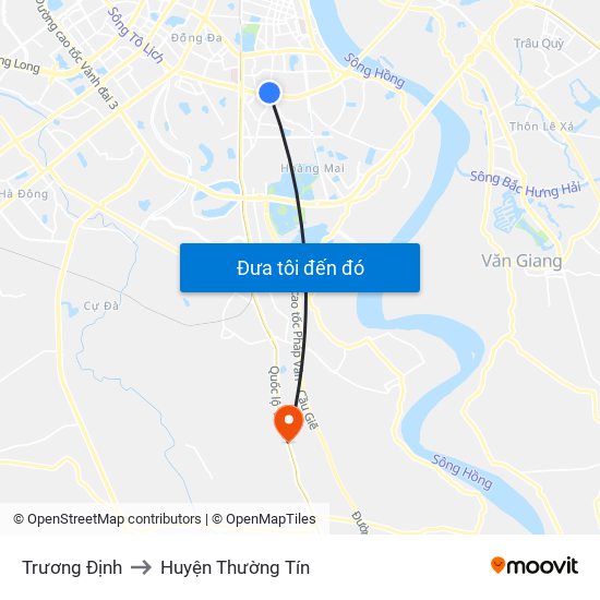 Trương Định to Huyện Thường Tín map