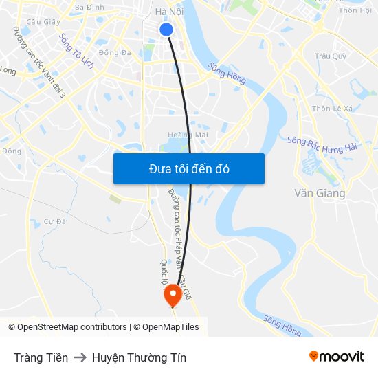 Tràng Tiền to Huyện Thường Tín map