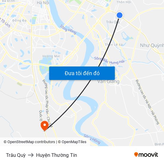 Trâu Quỳ to Huyện Thường Tín map