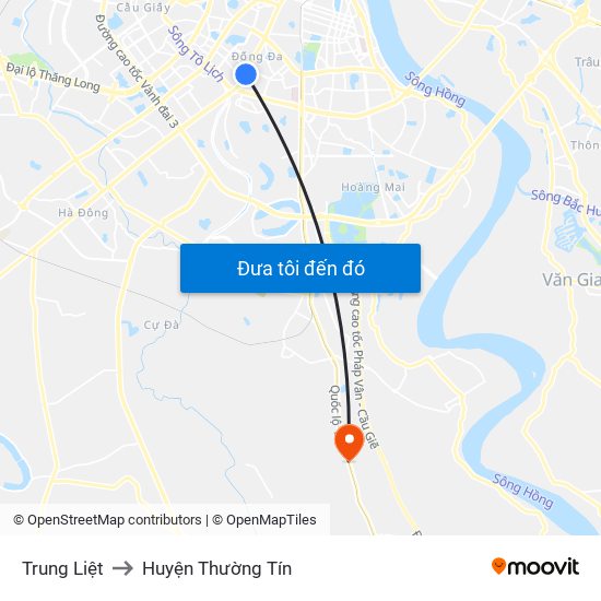 Trung Liệt to Huyện Thường Tín map