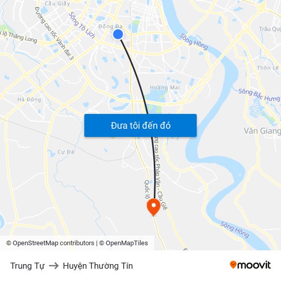 Trung Tự to Huyện Thường Tín map