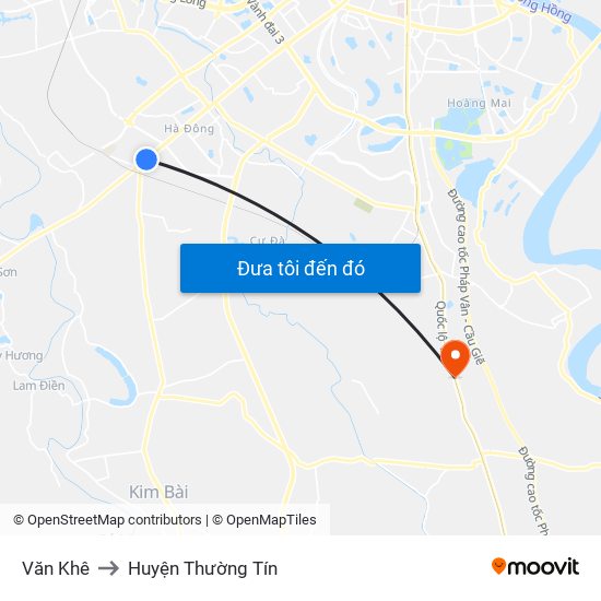 Văn Khê to Huyện Thường Tín map
