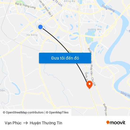 Vạn Phúc to Huyện Thường Tín map