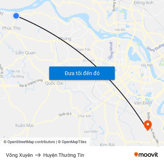 Võng Xuyên to Huyện Thường Tín map