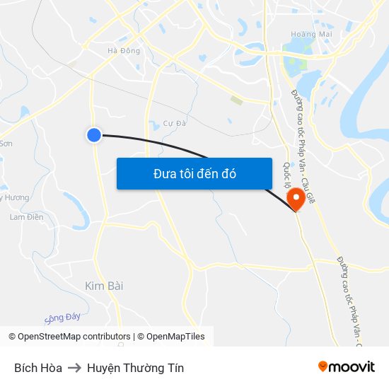Bích Hòa to Huyện Thường Tín map