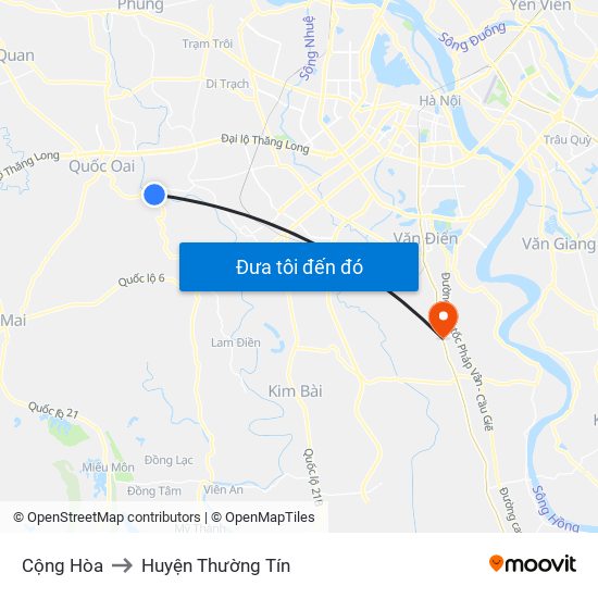 Cộng Hòa to Huyện Thường Tín map