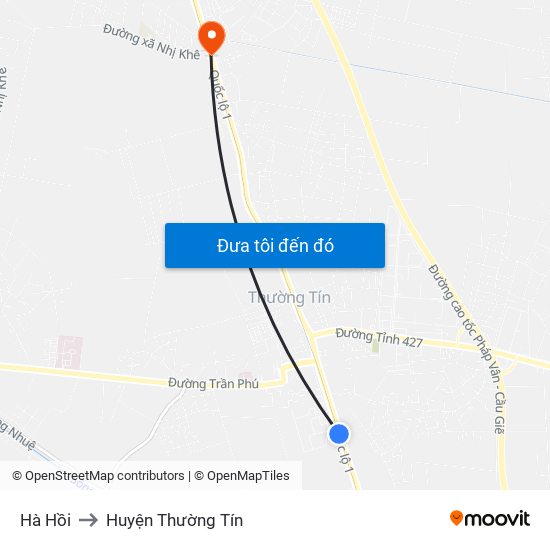 Hà Hồi to Huyện Thường Tín map