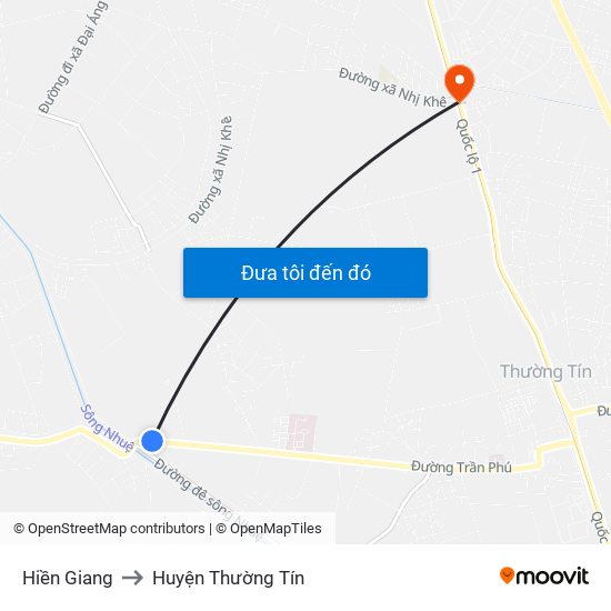 Hiền Giang to Huyện Thường Tín map