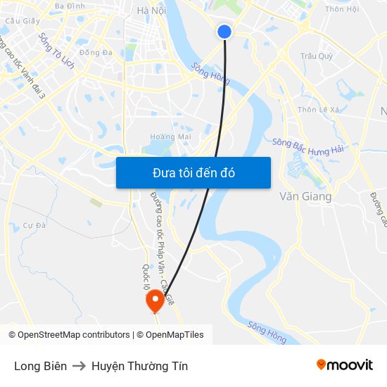 Long Biên to Huyện Thường Tín map