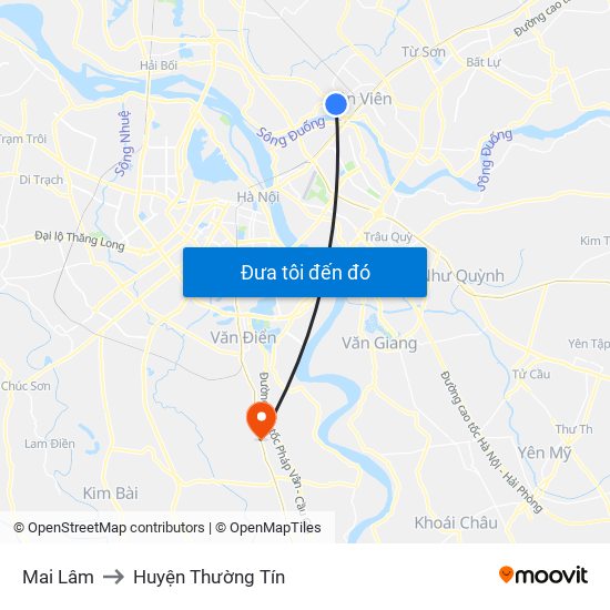 Mai Lâm to Huyện Thường Tín map