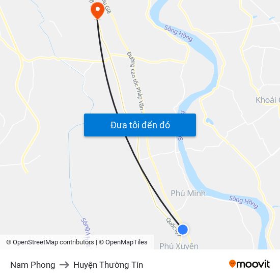 Nam Phong to Huyện Thường Tín map