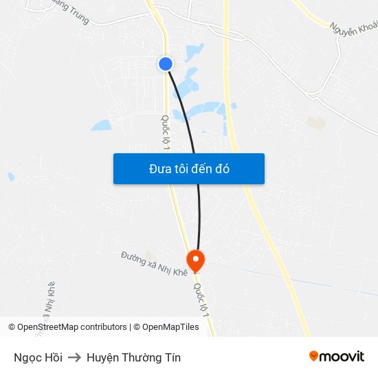 Ngọc Hồi to Huyện Thường Tín map