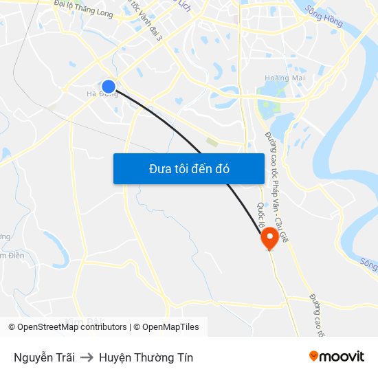 Nguyễn Trãi to Huyện Thường Tín map