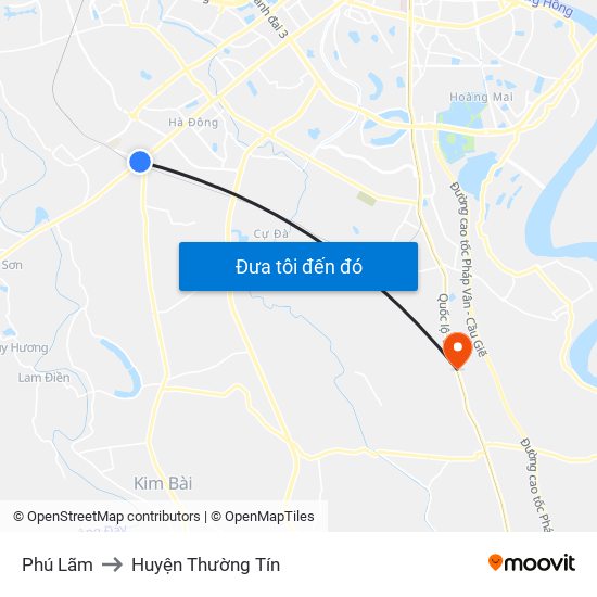 Phú Lãm to Huyện Thường Tín map